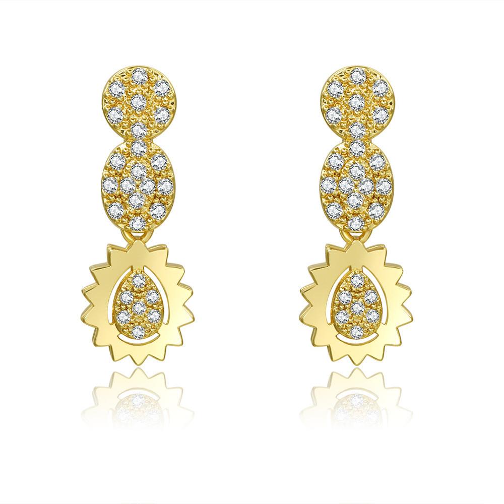 

Copper Water Drop Zircon Earrings With Vintage Geometric Design For Elegant Women Style U