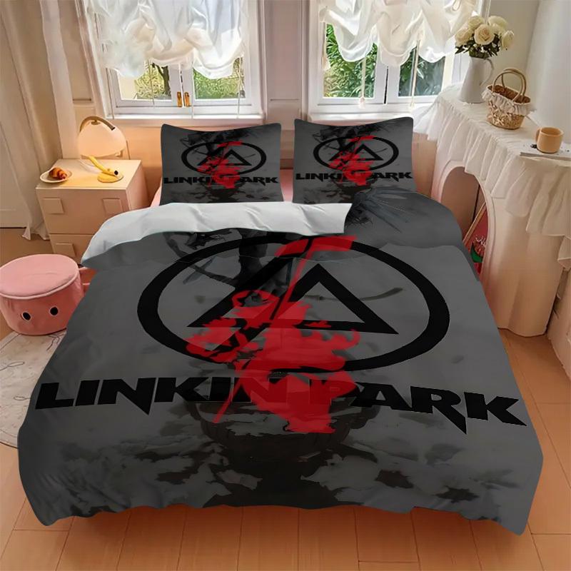 3pcs Linkin Park Band Merchandise Duvet Cover Set - Machine Washable, Includes 1 Duvet Cover and 2 Pillowcases, No Core Included, All-Season