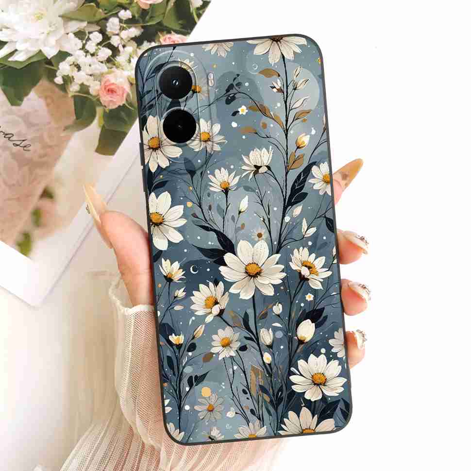 Silicone Case For Xiaomi Poco M7 4G Case Cute Cat Flowers Soft Slim Phone Cases For Xiaomi Poco M7 PocoM7 4G Cover Bumper
