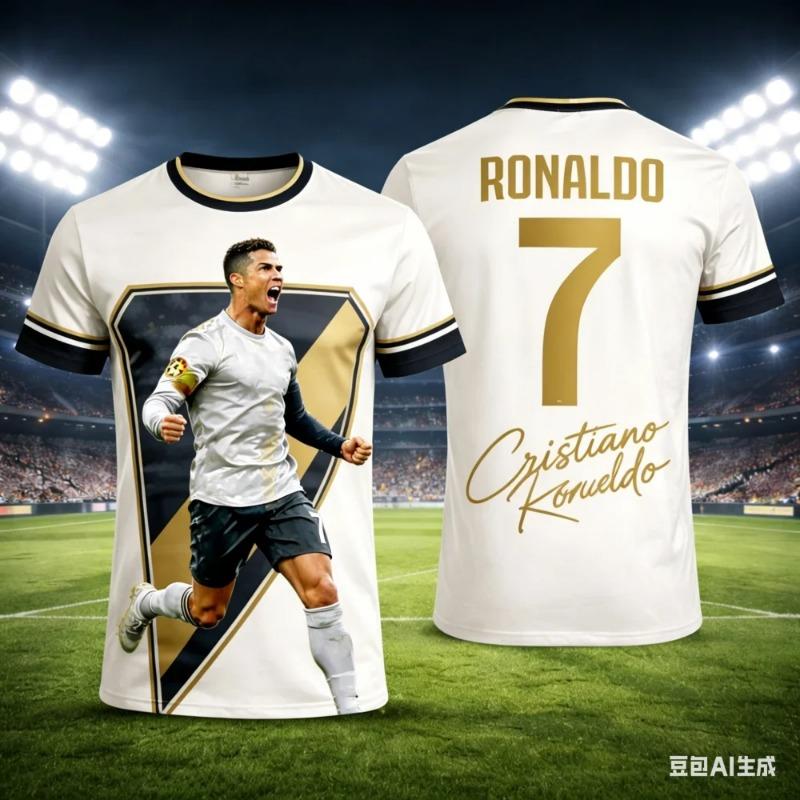 Erkek Yazlık 3D Ronaldo Baskılı Futbol Spor Tişörtü, Nefes Alabilen ve Hızlı Kuruyan Malzeme Tasarımı, Taraftarlar İçin Mükemmel Yaz Hediyesi