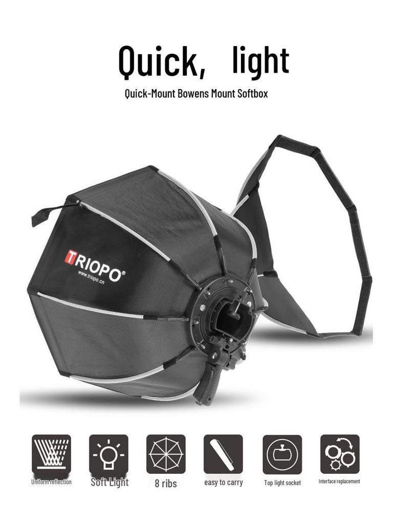 Triopo KS2-65 Quick-Release Octagonal On-Camera Flash Softbox