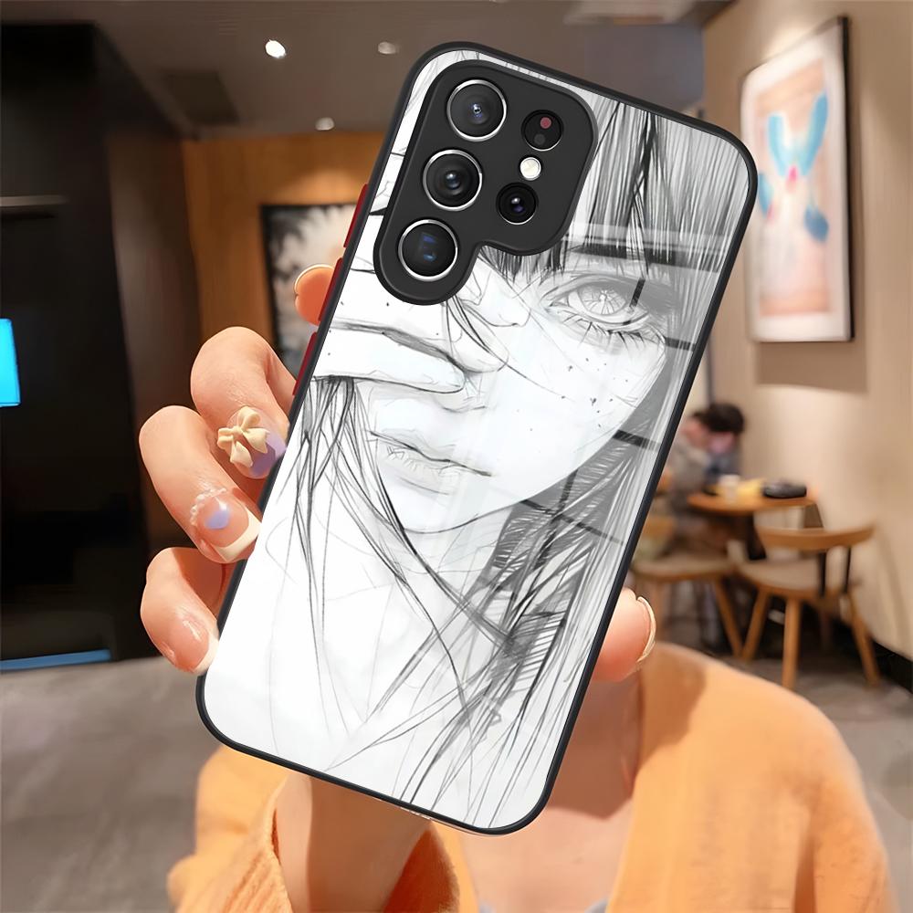 Sketch Anime Girl Phone Case For Samsung S26 S25 Edge Ultra 24 23 22 21 Ultra Plus Fe A55 56 15 4G 5G Glass Cover