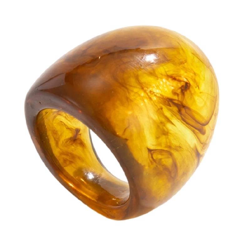 Marbled Effect Resin Art Rings Curved Wide Band Design Safe Construction Stackable Fashion Accessory Resin Texture