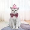 2Pcs/Set Creative Pet Sequin Bow Tie Blingbling Pet Crown Collar Pet Headpiece  Pet Birthday Costume