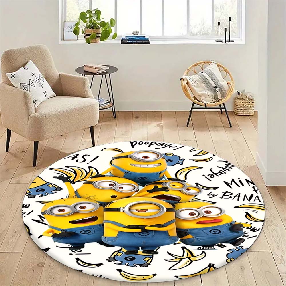 Classic Minions Circular Rug Lovely Character Pattern Round Floor Mat For Children Bedroom Living Room Home Decorative Carpet