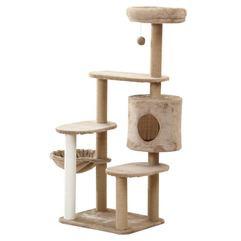 Large Space-Saving Multi-Layer Wooden Cat Tree Villa with Wear-Resistant Space Capsule Design