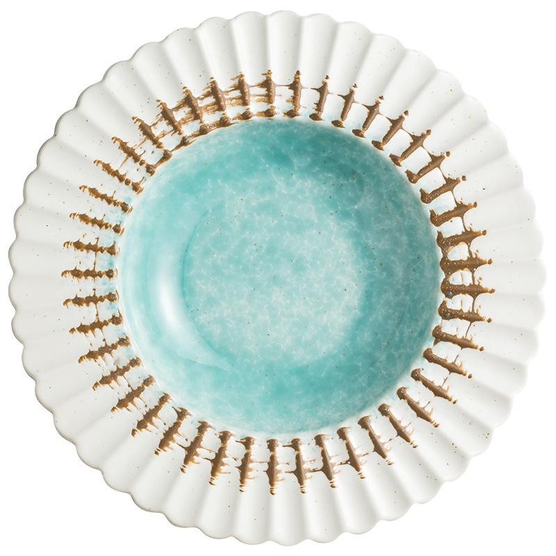Japanese-Style Ceramic Deep Plates Restaurant Vintage Western-Style Round Soup Dessert Plate