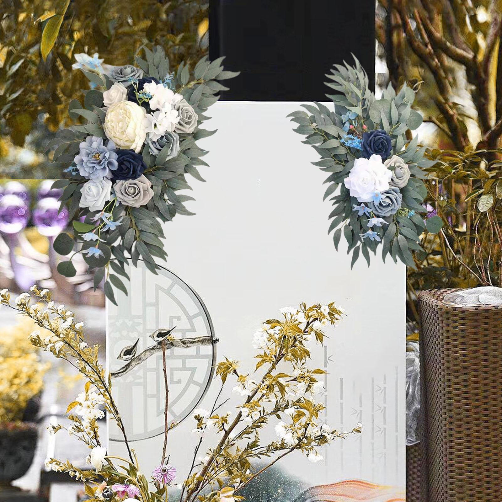 

Wedding Arch Flowers Kit Corner Flower Row Decor Hanging Front Door Floral Garland for Blue