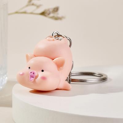 Super Cute Raincoat Piggy Keychain Delicate Retro Multicolor Little Pig Bag Pendant Cartoon Funny Animal Key Ring Gifts
