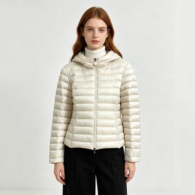 New Ribs Light Down Jacket Women's Short Hooded Slim Fit White Duck Down Winter Warm Jacket