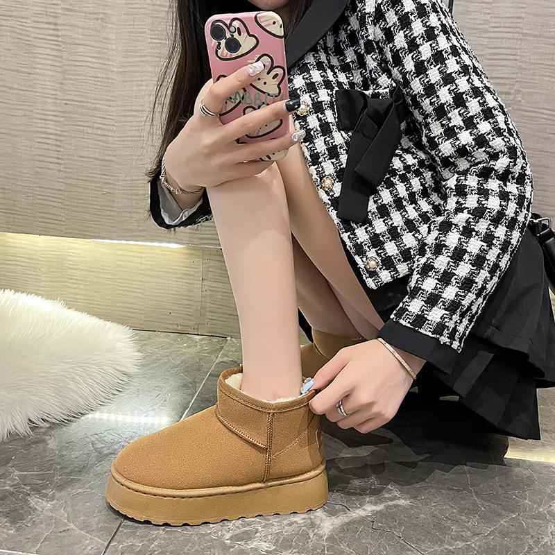Fashion Ladies Shoes Winter Women Short Plush Warm Snow Boots Casual Shoes  New Suede Fur Ankle Boots Flats Platform Ladies Shoes Boots