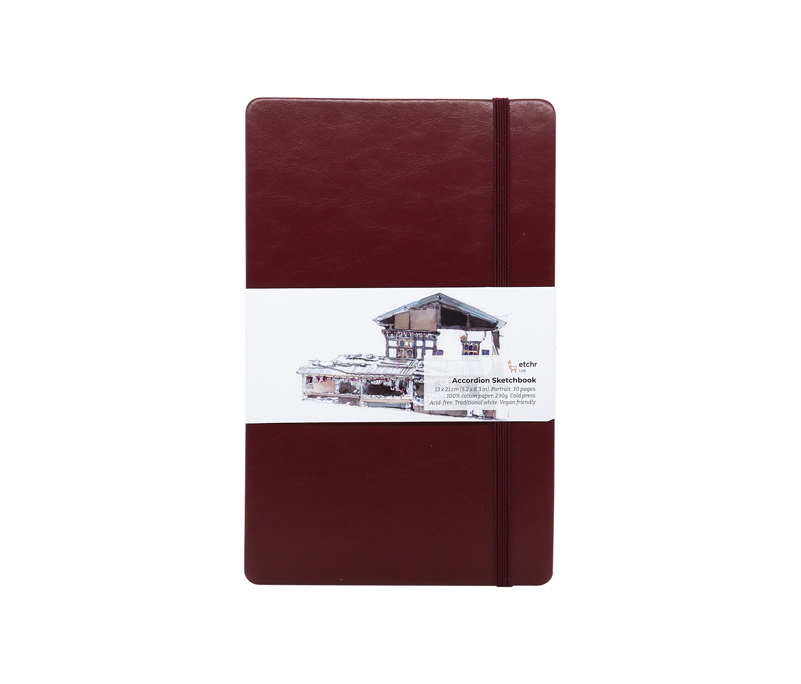 

Etchr Accordion Medium x 21 Cotton Watercolor Medium 275217 Sketchbook, (13 cm), 100% Paper, Grain, белый