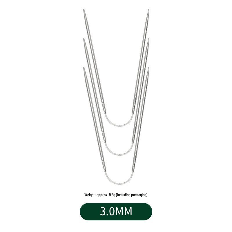 Mini 3-teiliges Rundstricknadel-Set aus Edelstahl - Kurz für Puppen & Pullover