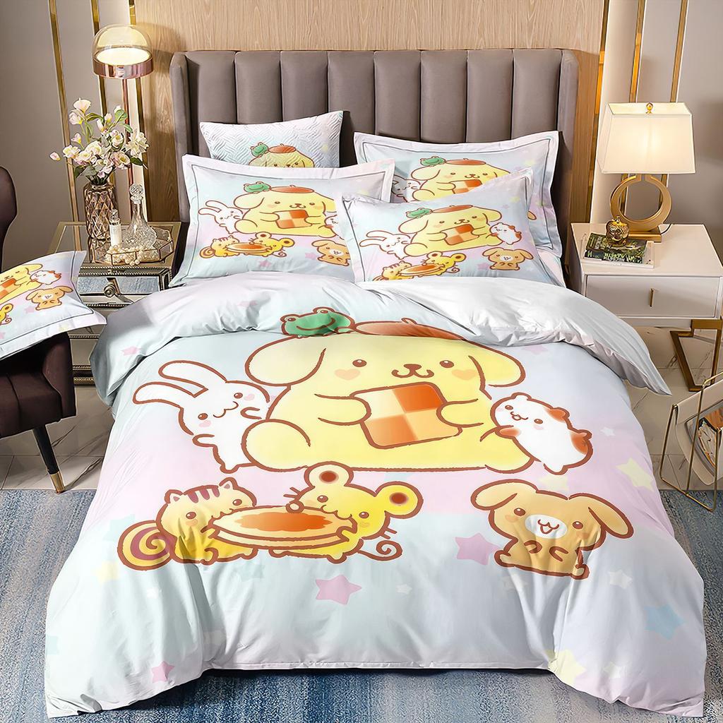 3D Digital Printing Cartoon Animation Children'S Bedding Pudding Dog Three-Piece Set