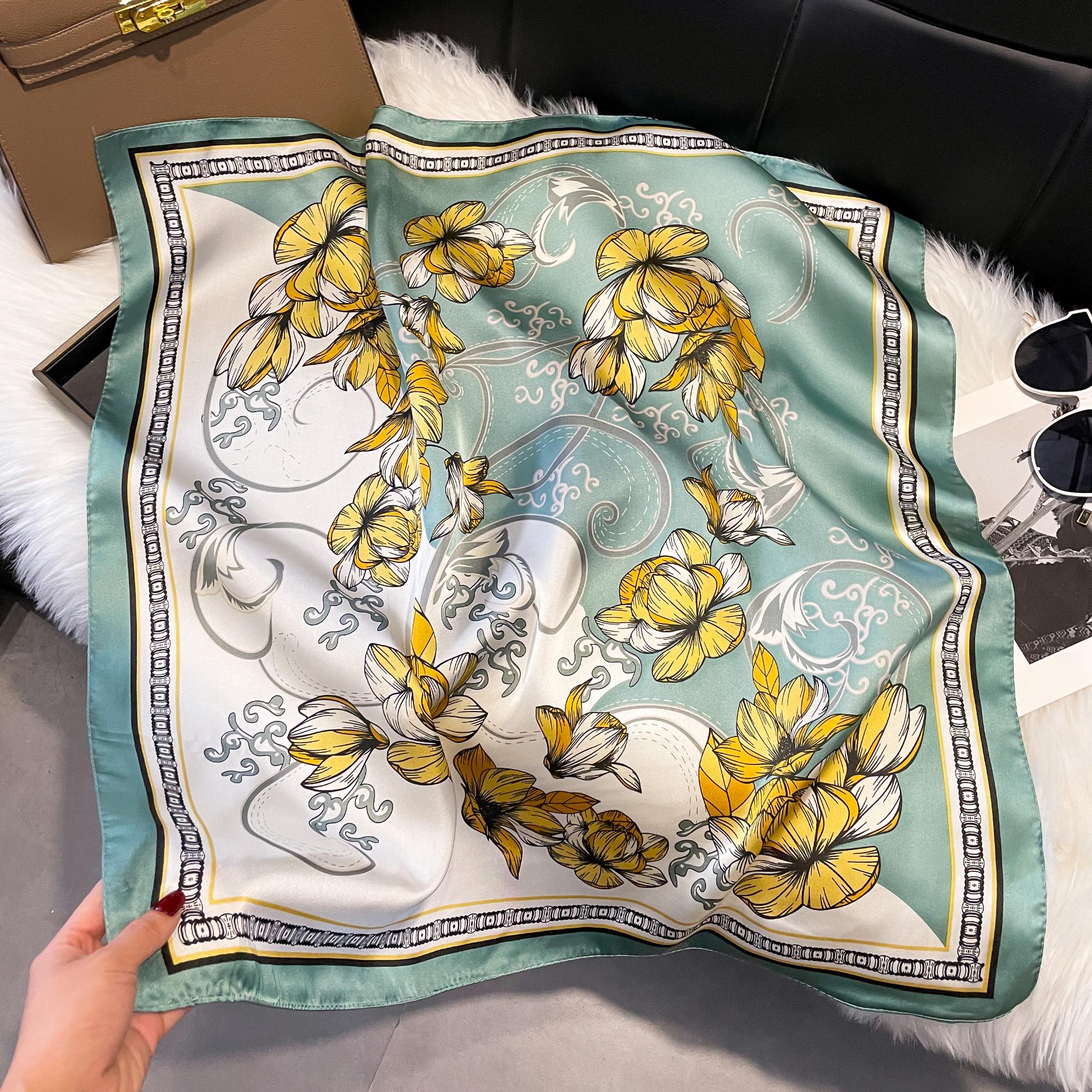 Luxe Mode Print 70*70Cm Zijden Vierkante Sjaal Dames Zacht Satijnen Haarband Necksjaal Stropdas Dames Hoofdband Foulard Tas Lint gray