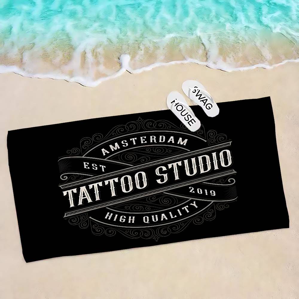 T-Tattoo Shop Microfiber Blanket Quick Drying Beach Towels Oversized Printing Super Absorbent Pool Towel Blanket