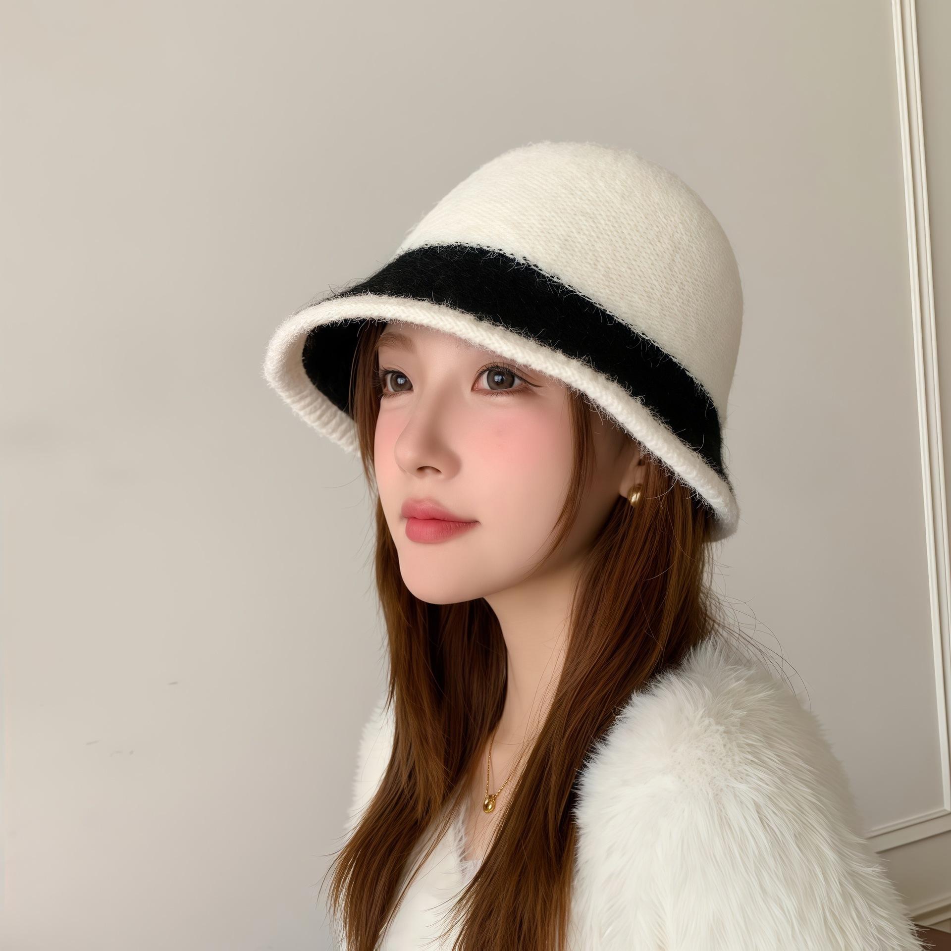 

Autumn and Winter Korean Style Solid Color Knitted Toe Cap Versatile Lazy Style Pullover Hat for Women Face Showing Small Ear Protection Pile Hat One Size