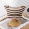 American-style cute cat-ear striped handmade knitted wool hat for women, new autumn and winter playful little devil headwrap hat