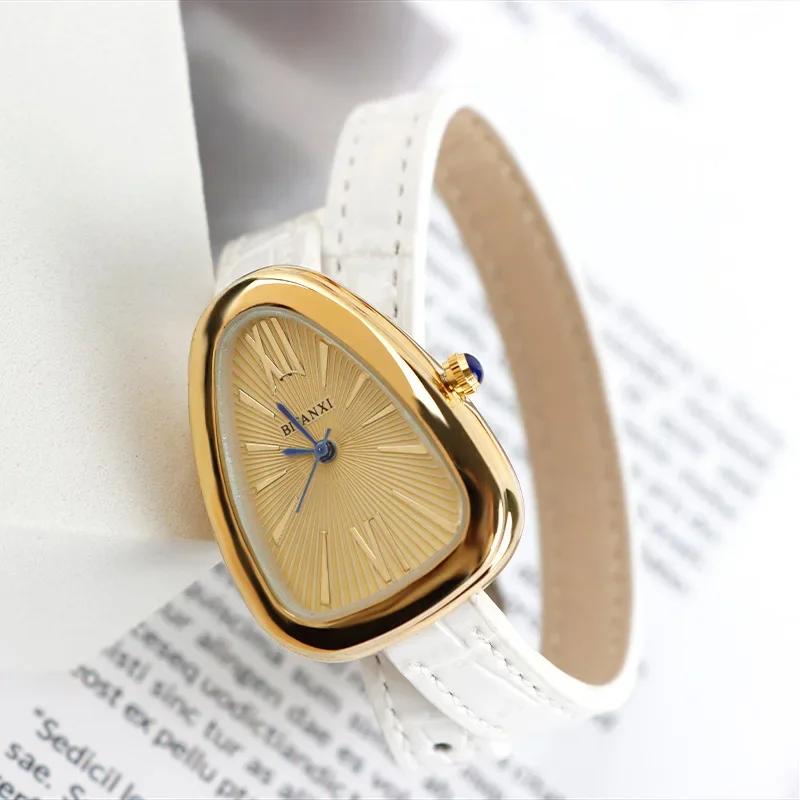 Snake Diamond Shape Quartz Women's Watches White AAA Top Leather Strap Watch Women Luxury Gold Head Design Red Fashion Watches