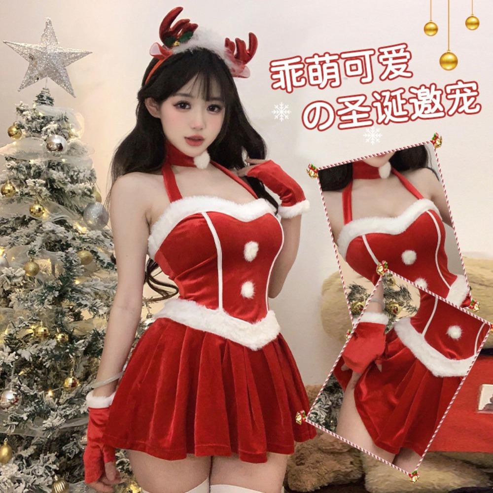 Domila Christmas Dress Female Velvet Dress Pure Lust Sexy Female Live Streaming Host Performance Costume Halloween Stage Costume