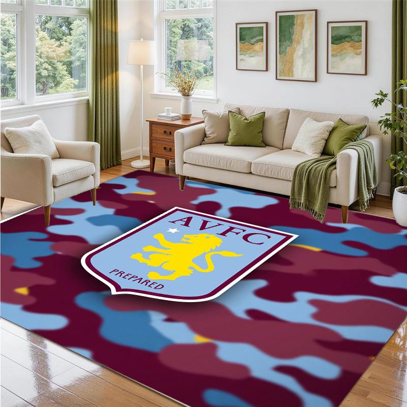 Aston Villa Football Design Crystal Velvet Rug Soft Decorative Mat for Bedroom Entrance