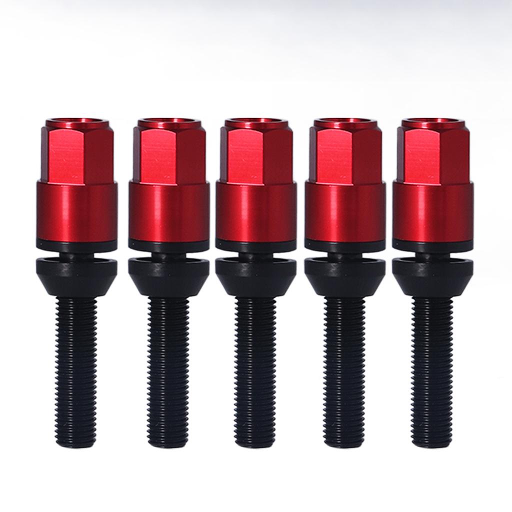20 Pcs Taper Cone Lug Bolts Aluminum Alloy M12x1.5 Conical Seat Wheel Lug Bolts with Cap Red