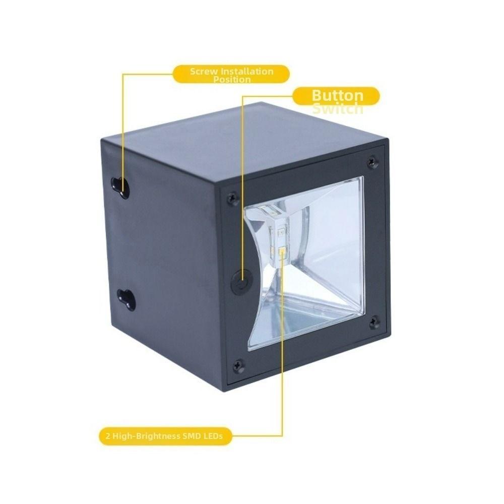 Wireless Solar Wall Lights IP65 Waterproof Square Design Wall Lamp Energy Saving Decorative Lighting Outdoor Garden Light
