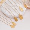 All Stainless Steel Gold Color Sun Moon Star Square Pendant Necklaces for Women Men Fashion Vintage Jewelry Gift for Friends