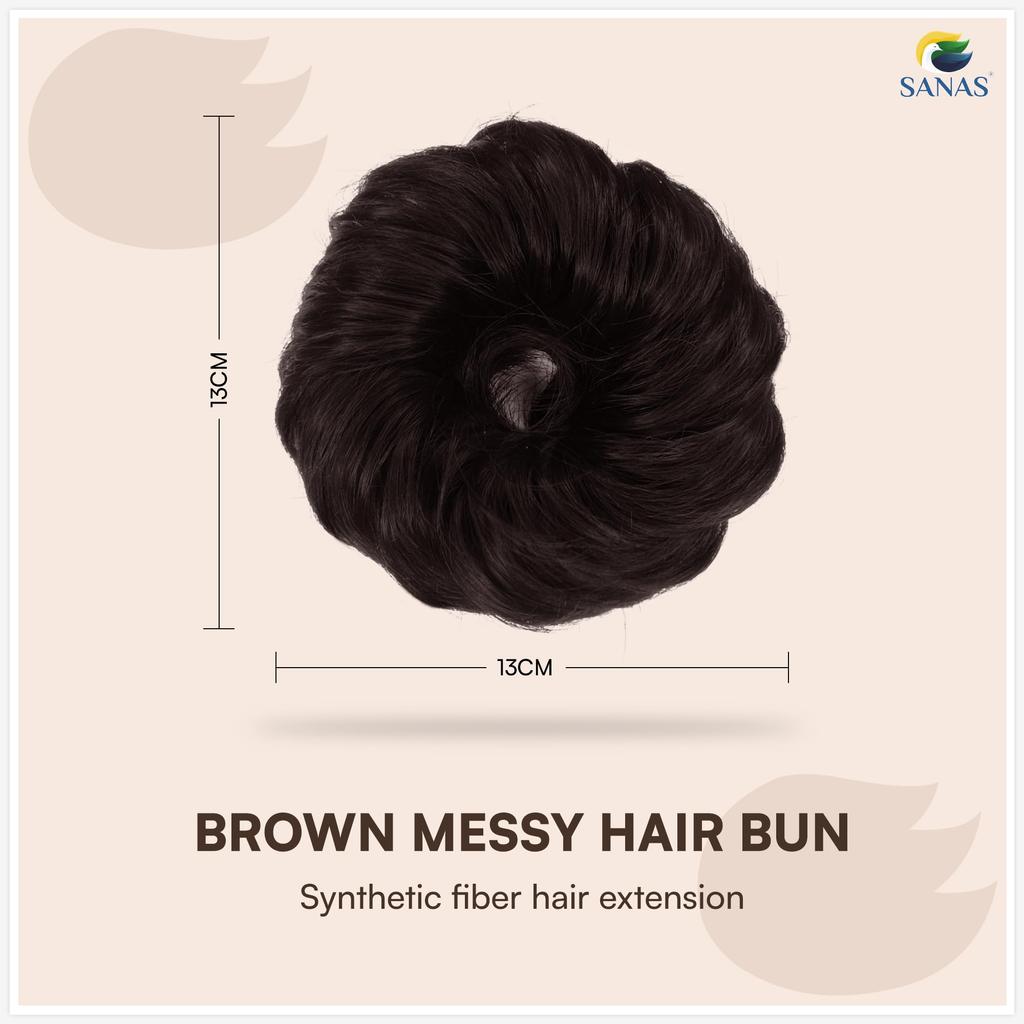 Sanas Bun Rubber Extension And Wigs (2Pcs) Women's and Girl's Synthetic Hair Bun Extension Rubber Bands (2Pcs) (Brown)