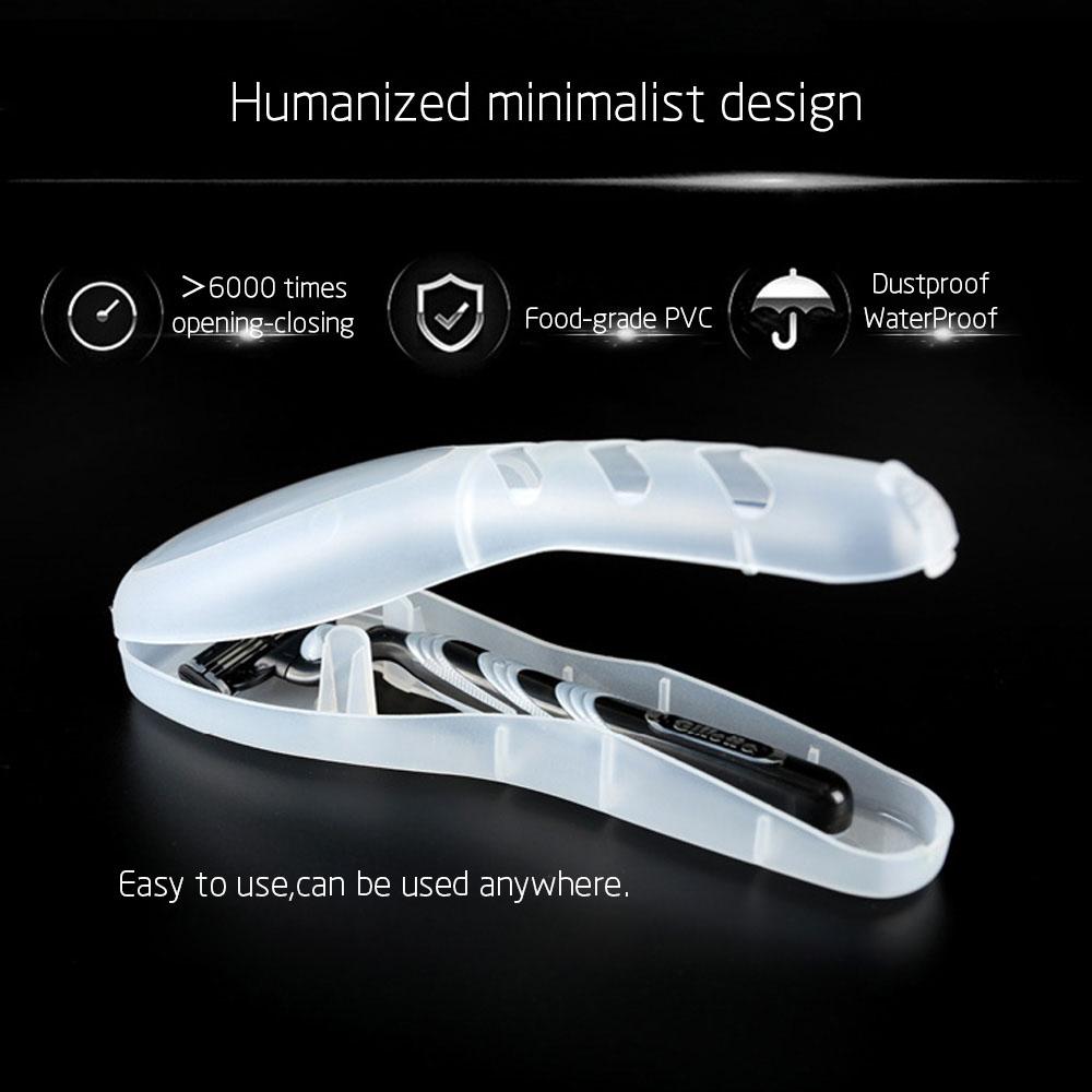 Portable Travel Men's Razor Case Shaving Machine Container Holder Shaver Box Transparent Plastic Razor Blades Storage Box