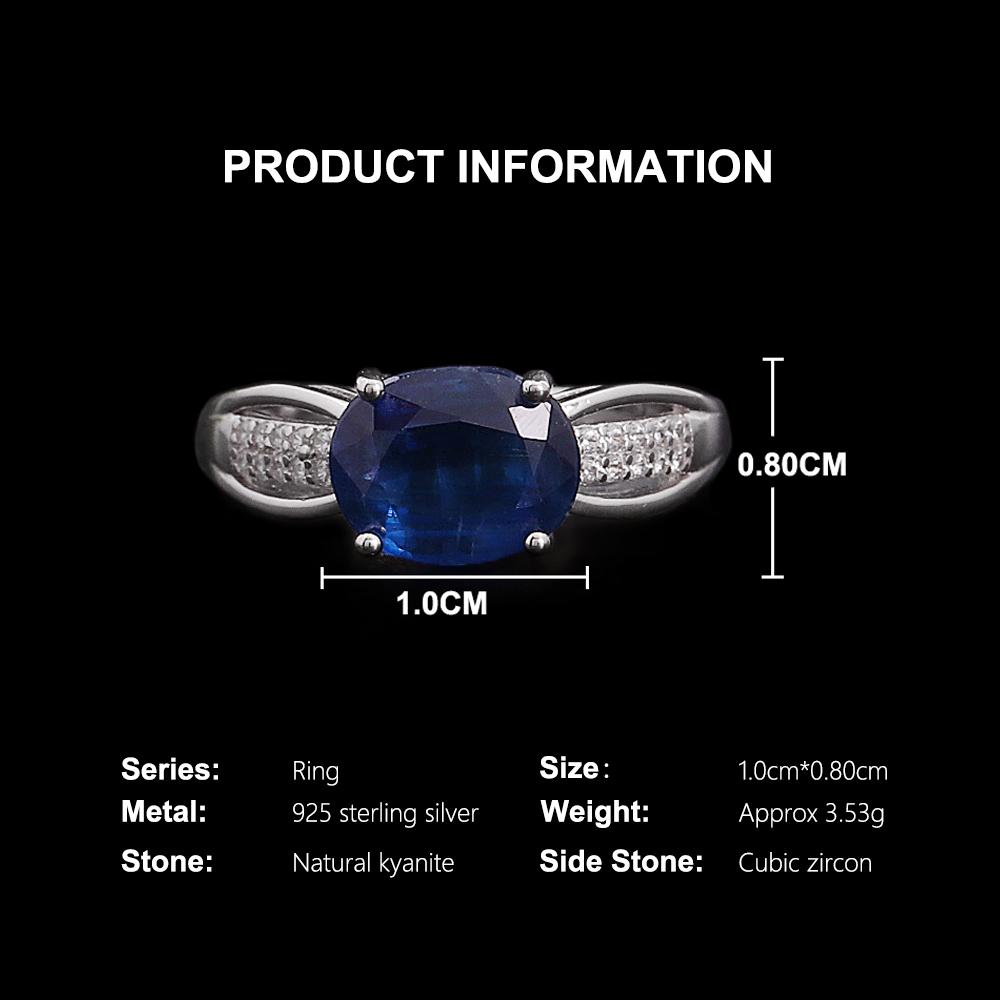 Pierścionek Noble Solitaire Naturalny Owalny 8*10mm Kyanit Srebro Próby 925 Elegancka Drobna Biżuteria na Rocznicę, Urodziny dla Kobiet