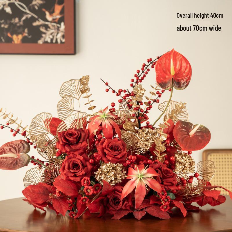 Red Wedding Banquet and Living Room Artificial Flower Decoration