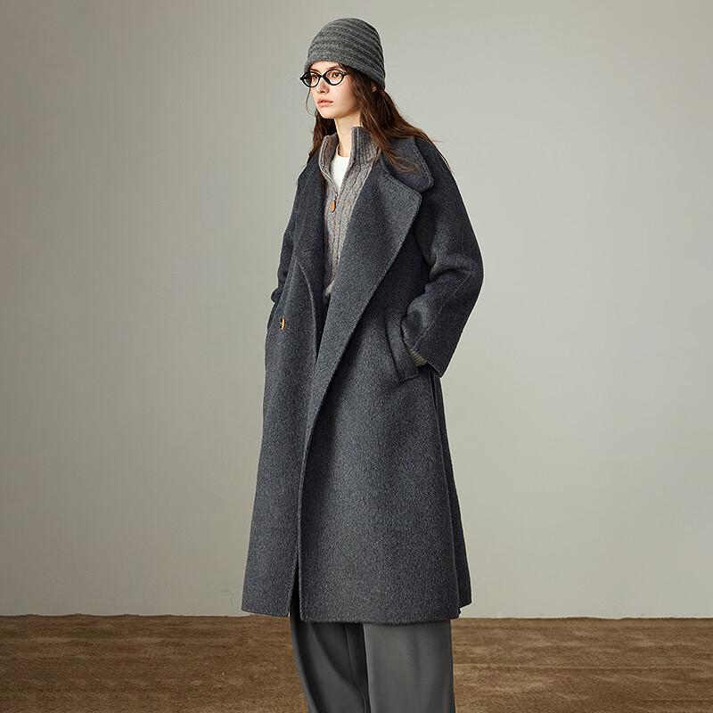 Chuyu Damen 100% Merinowolle Doubleface Langmantel