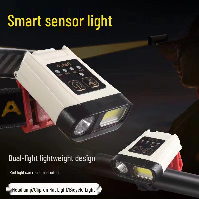 Multifunctional Induction Headlamp: Strong Long-Throw Clip-On Light for Night Fishing, Outdoor Adventures, and Cycling.