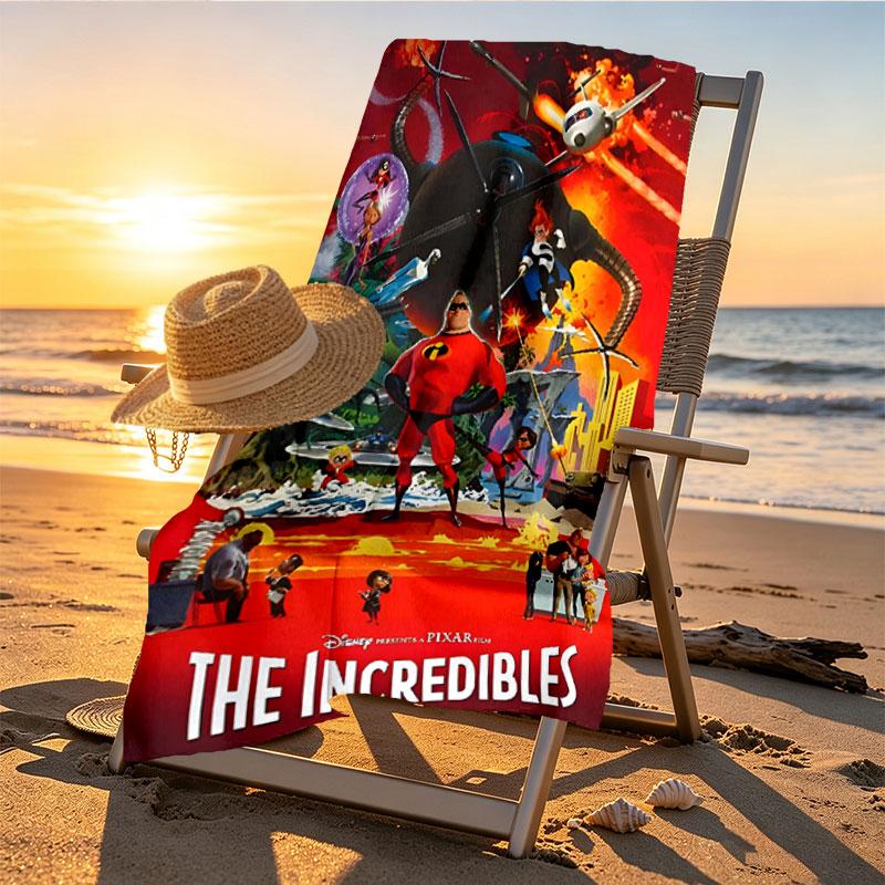 Incredibles Print Beach Towel Design, Soft, Lightweight. for Home Bathroom, Spa, Pool, Yoga, Surfing, Camping, Gift for Family, Friend