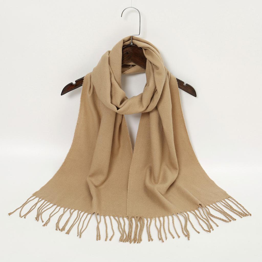 Solid Color Cashmere Scarf With Tassel Pashmina Fashion Custom Logo Women Shawl Wram Thicken Neck Protection190*32Cm