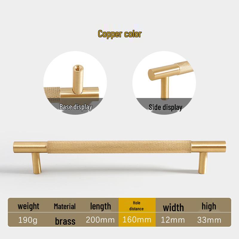 American Style Brass Wardrobe & Cabinet Door Handle - Retro French Copper Design