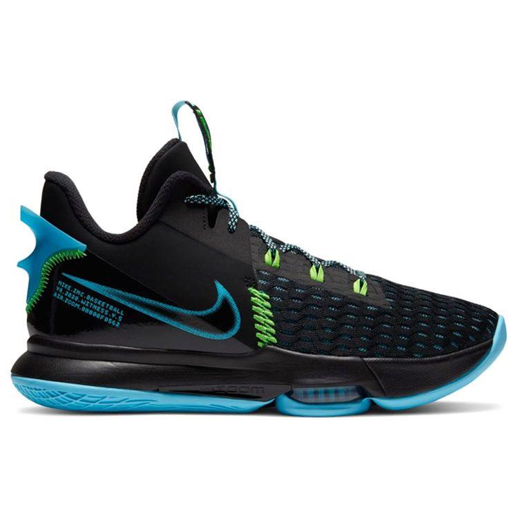 Nike Zapatillas Unisex LeBron Witness 5 EP Negro Azul Claro Furia Verde-Strike Laguna-Pulse CQ9381-004