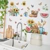 Sommer bemalt Sonnenblumen Brot Schmetterling Küche Veranda Hintergrund Landschaftsbau Wandaufkleber