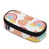 Pencil Case Daily Use 300D Polyester Secure Zipper Closure with Main Compartment Mesh Pocket and Pen Slots for Classroom Use