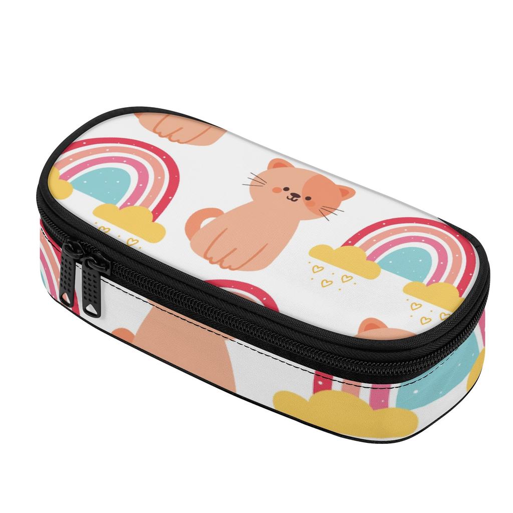 Pencil Case Daily Use 300D Polyester Secure Zipper Closure with Main Compartment Mesh Pocket and Pen Slots for Classroom Use