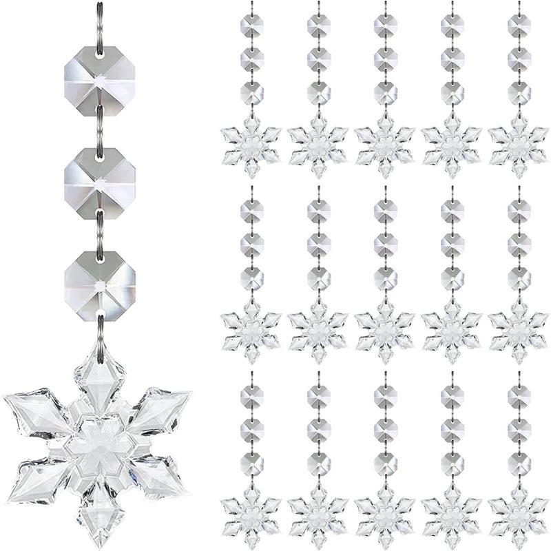 Christmas Tree Decoration Hanging Ornaments DIY Christmas Crystal Snowflake Pendant Acrylic Festival Decorative Pendant