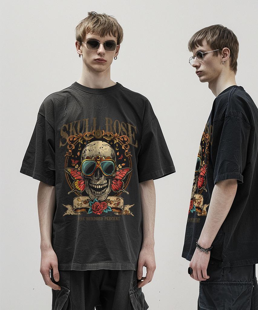 OHP Ohpxharmonia4 Skull Rose Pigment Short Sleeve Tee M