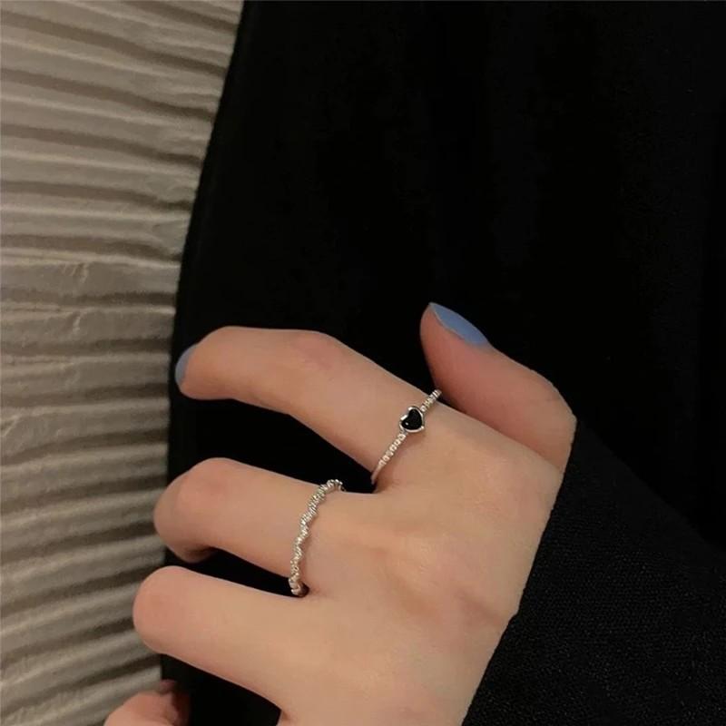 Color Irregular Hollow Double Line Geometric Set Ring Female Simple Unique Design Fashion Adjustable Jewelry Gift