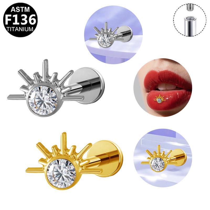 Titanium F136 Diamond Inlaid Ear and Lip Studs - Versatile, Elegant, European & American Style