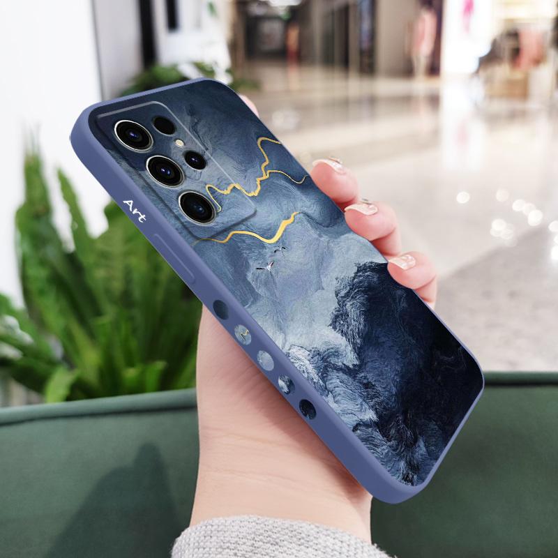 Gold Marble Phone Case For Samsung Galaxy S26 Plus Ultra Silicone Cover Galaxy S26 Plus светло-синий
