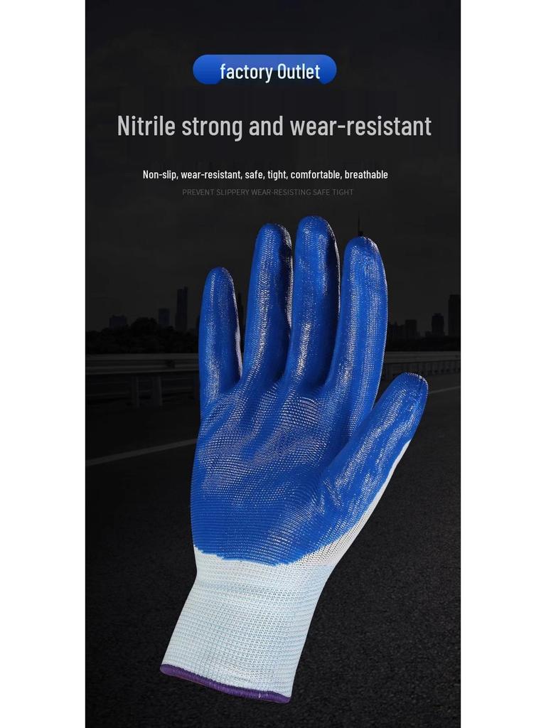 Waterproof Non-Slip Nitrile Latex Work Gloves for Construction & Auto Repair