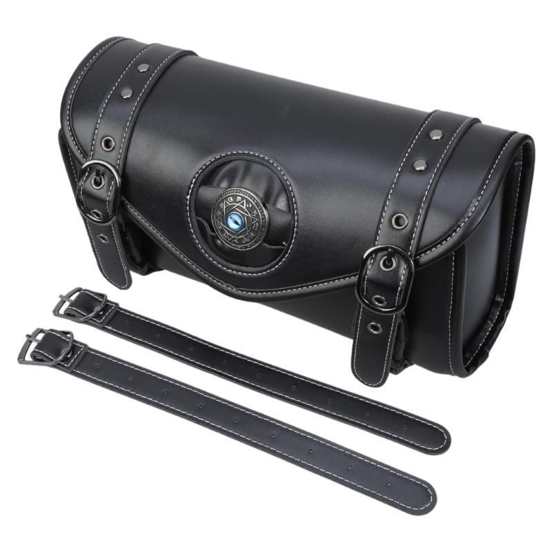 

Front Fork Handlebar Bag Motorcycle Front Bag Tool Bag Punk Style Saddlebag Leather Storage Pouch Motorbike Tool Bag