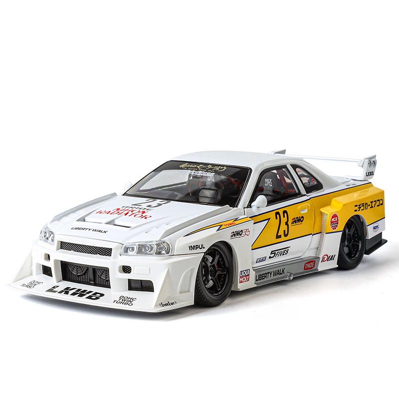 Gtr34 Car Alloy Model With Lights Sound Steering For Kids Collection Toy