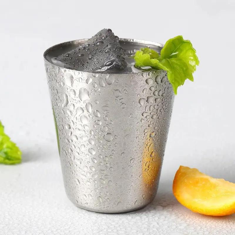 Stainless Steel 4-piece 30/70ml Small Wine Glass, Mini Portable Travel Camping Drinking Cup, Mug, Coffee Beer Glass with Leather